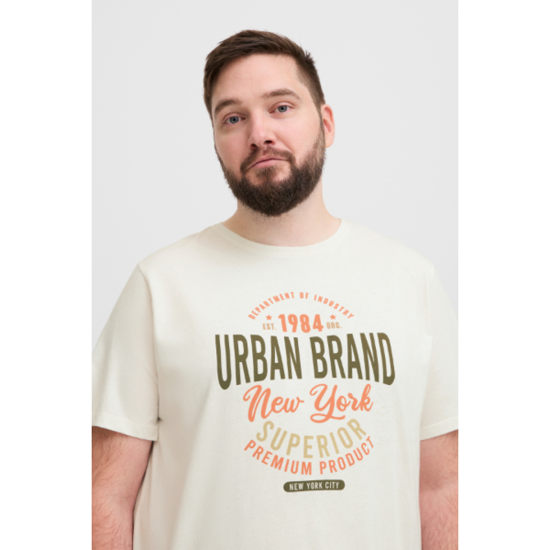 Ανδρικό t-shirt μακό κοντό μανίκι υπερμέγεθος - εκρού - BLEND