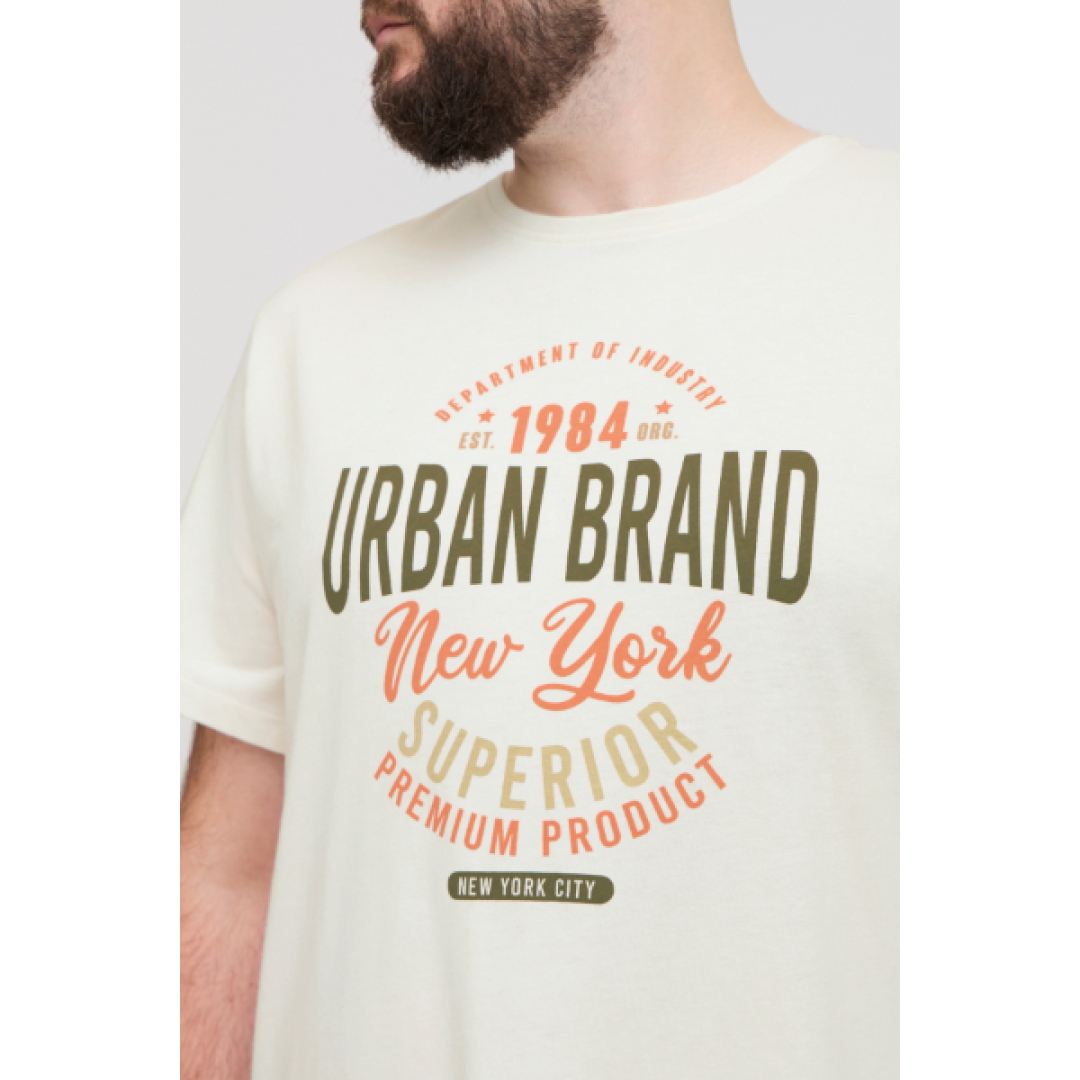 Ανδρικό t-shirt μακό κοντό μανίκι υπερμέγεθος - εκρού - BLEND