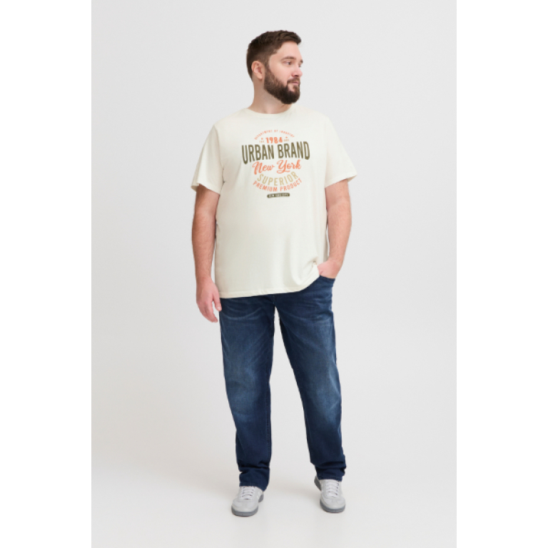Ανδρικό t-shirt μακό κοντό μανίκι υπερμέγεθος - εκρού - BLEND