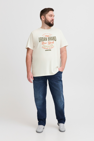 Ανδρικό t-shirt μακό κοντό μανίκι υπερμέγεθος - εκρού - BLEND