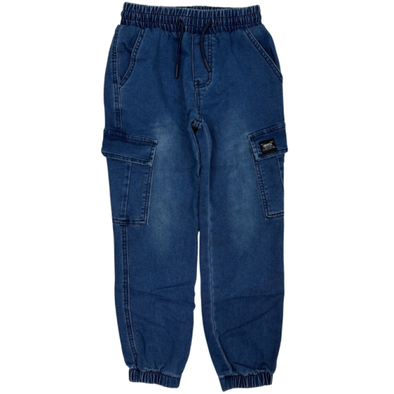 Παιδικό παντελόνι jean jogger cargo αγόρι 6-14 - blue - Joyce