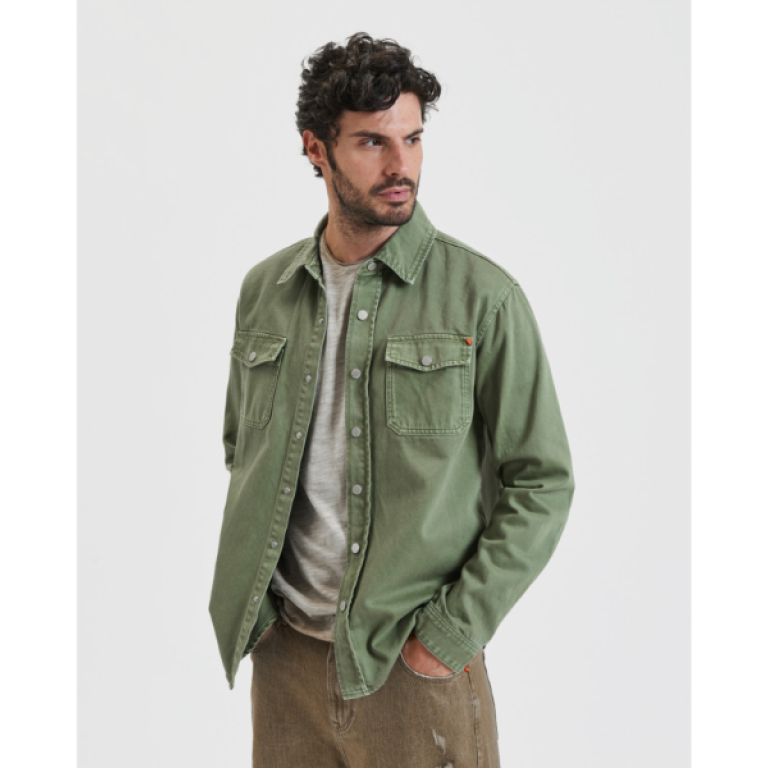 Ανδρικό denim Overshirt με τσέπες- μέντα - Gianni Lupo