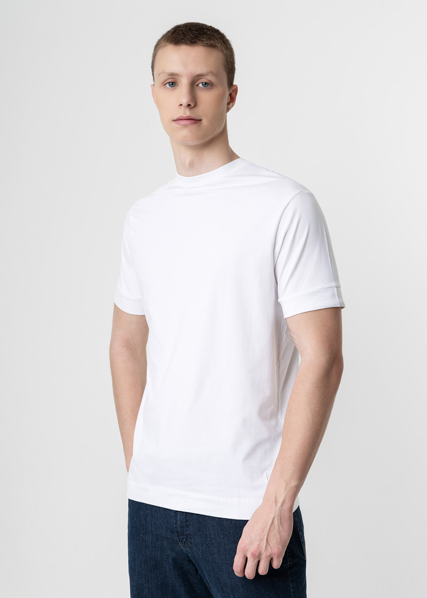 Ανδρικό t-shirt basic βαμβακόλυκρα - λευκό - HAMAKI HO