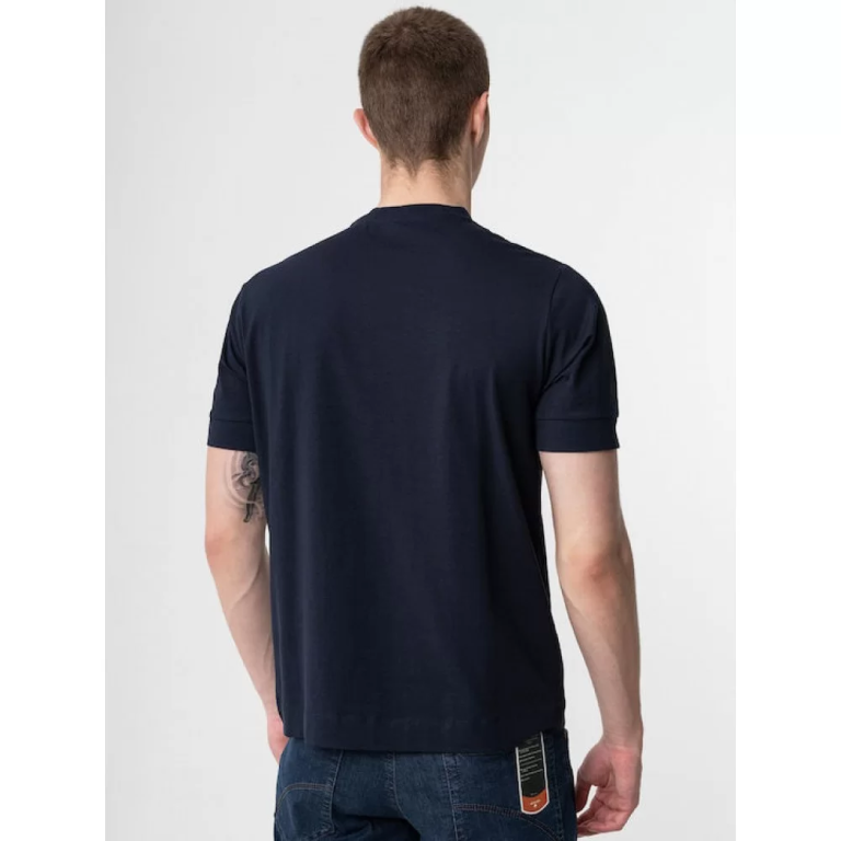 Ανδρικό t-shirt basic βαμβακόλυκρα - μπλε - HAMAKI HO