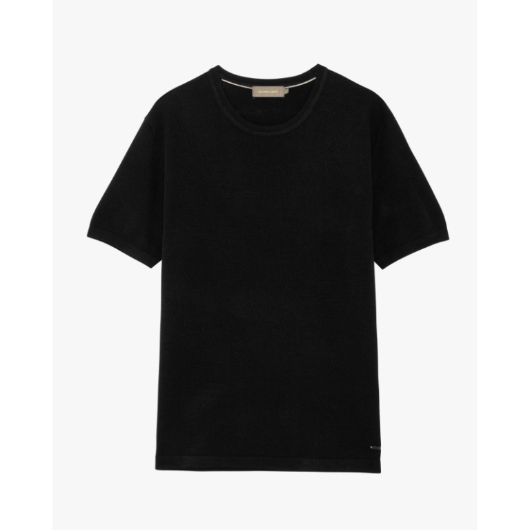 Ανδρικό t-shirt κοντό μανίκι, πλεκτό, βισκόζ - μαύρο - Gianni Lupo