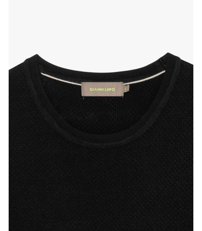 Ανδρικό t-shirt κοντό μανίκι, πλεκτό, βισκόζ - μαύρο - Gianni Lupo