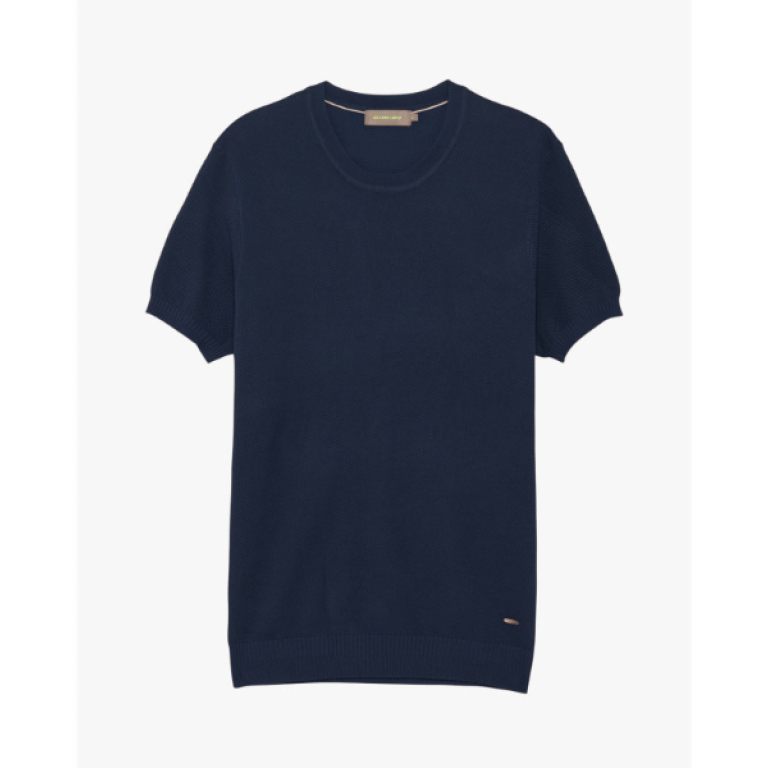 Ανδρικό t-shirt κοντό μανίκι, πλεκτό, βισκόζ - μπλε - Gianni Lupo