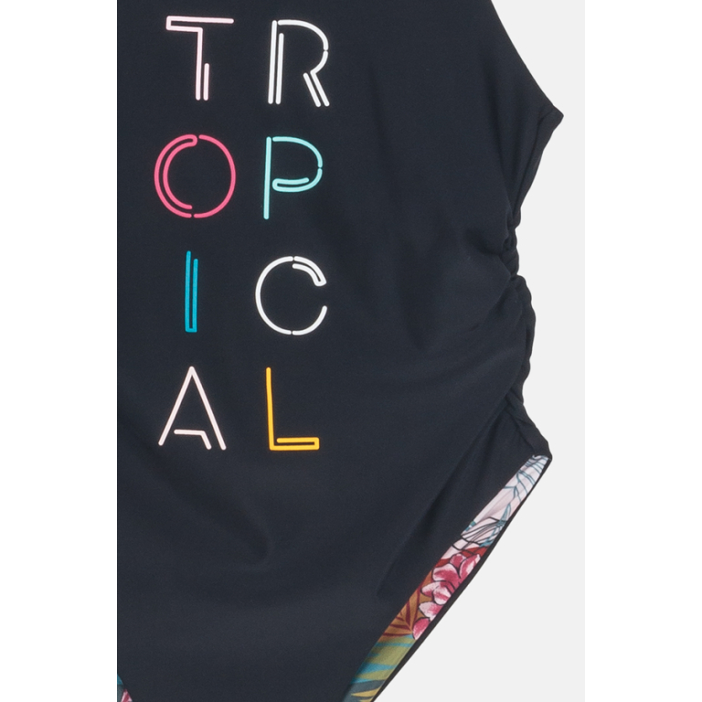 Παιδικό ολόσωμο μαγιό, κορίτσι 6-14, TROPICAL - μαύρο - JOYCE